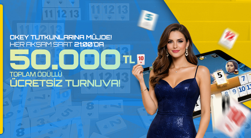 Nisan Ayı Boyunca Hergün 50.000₺ Ödüllü Okey Turnuvası
